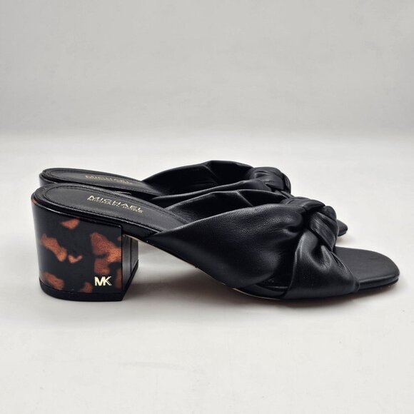 MICHAEL Michael Kors Josie Slip-On Knotted Sandals Block Heel Black Women's 6M - Picture 5 of 13